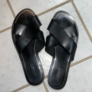 J Crew black leather sandals. Size 9.